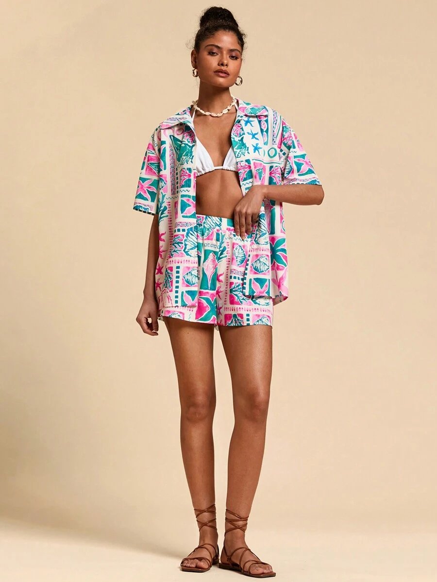 Tropical Silk-Inspired Co-Ord Set 🌴✨