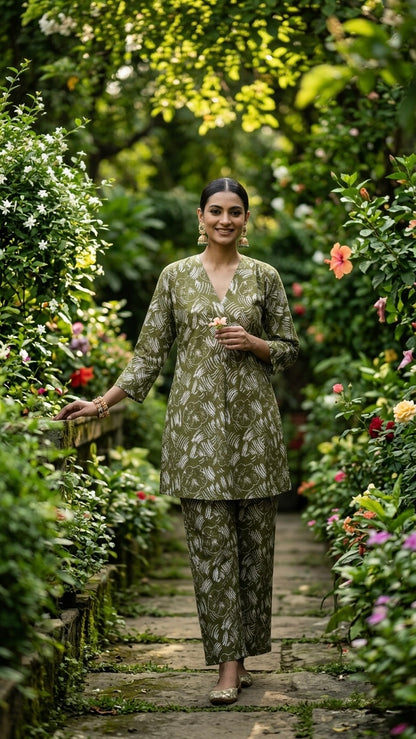 Olive Grove Abstract Crossover Co-ord Set