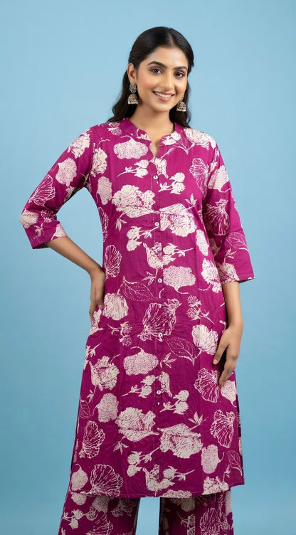 Berry Blush Button-Down Palazzo Co-ord Set