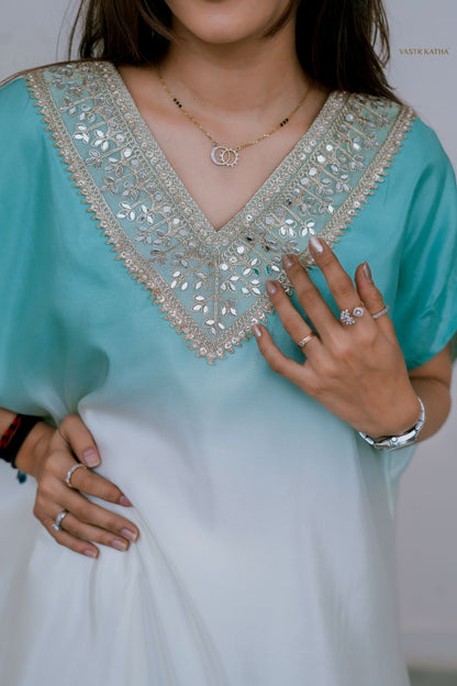 Aqua Ombré Kaftan Set – Effortless Luxe