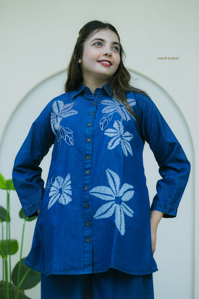 Indigo Bloom Denim Co-ord Set