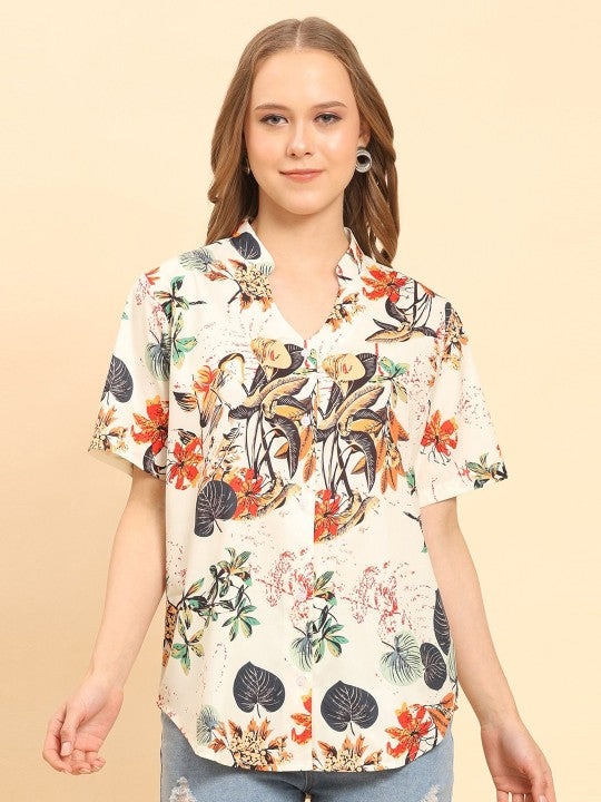 🌿 Tropical Print Relaxed Shirt