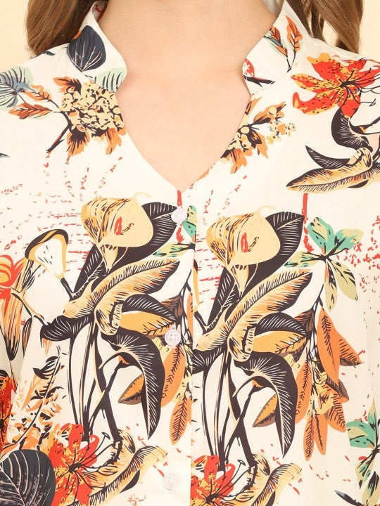 🌿 Tropical Print Relaxed Shirt