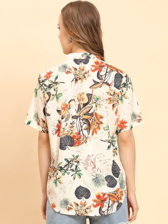 🌿 Tropical Print Relaxed Shirt