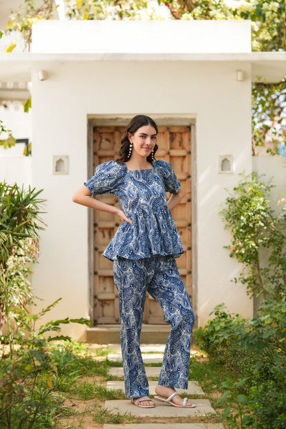 💙 Blue Paisley Print Co-Ord Set