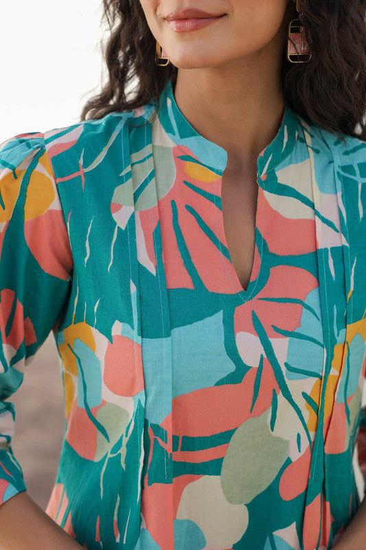 🌿 Teal Tropical Print Co-Ord Set