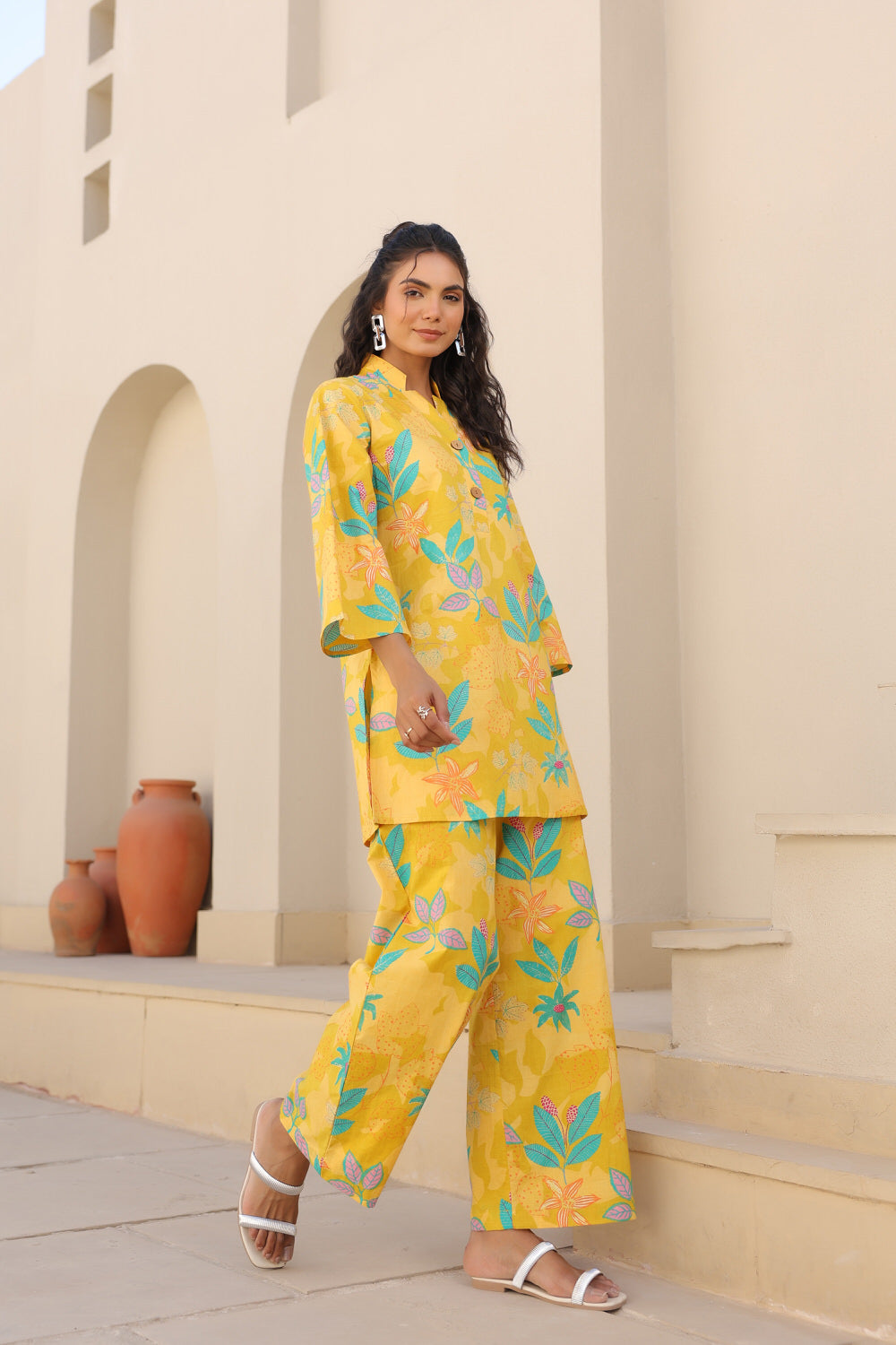 💛 Yellow Tropical Print Co-ord Set- Sunshine Edit