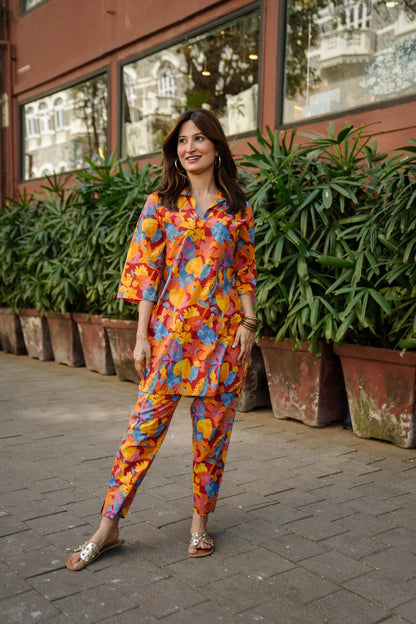 Fiery Bloom Co-ord Set – Sunset Garden Edit 🔥🌺