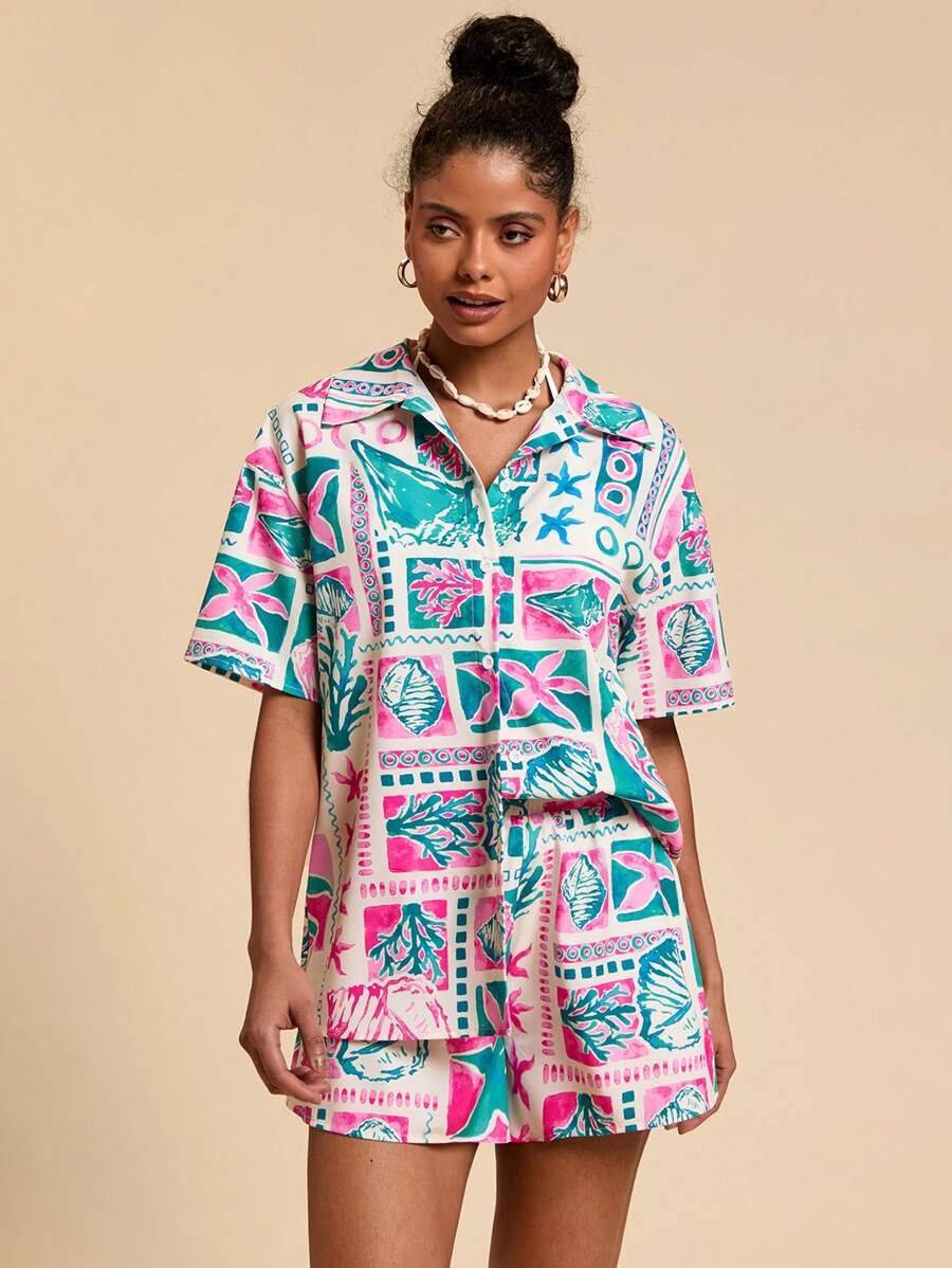 Tropical Silk-Inspired Co-Ord Set 🌴✨