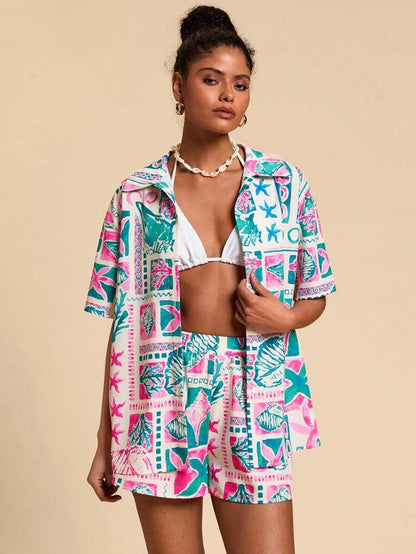Tropical Silk-Inspired Co-Ord Set 🌴✨