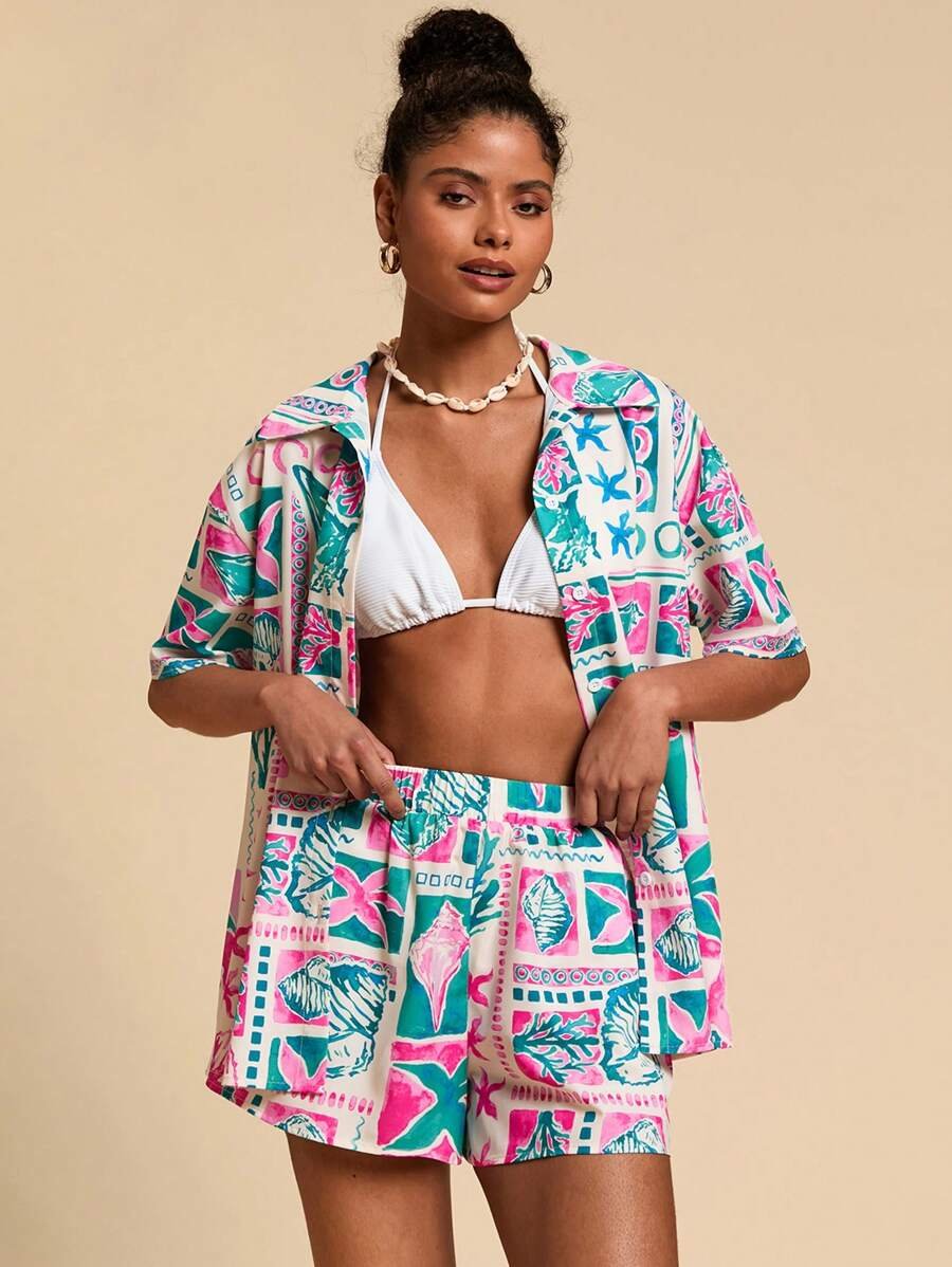 Tropical Silk-Inspired Co-Ord Set 🌴✨