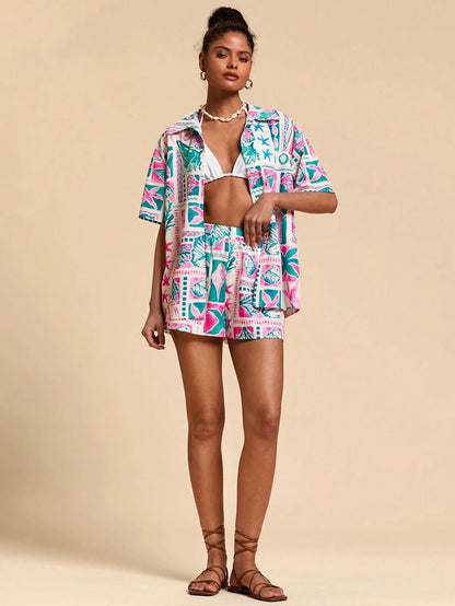 Tropical Silk-Inspired Co-Ord Set 🌴✨