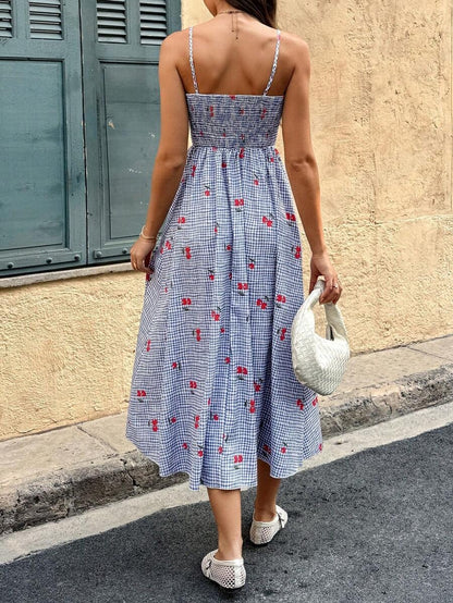 Cherry Gingham Midi Sundress