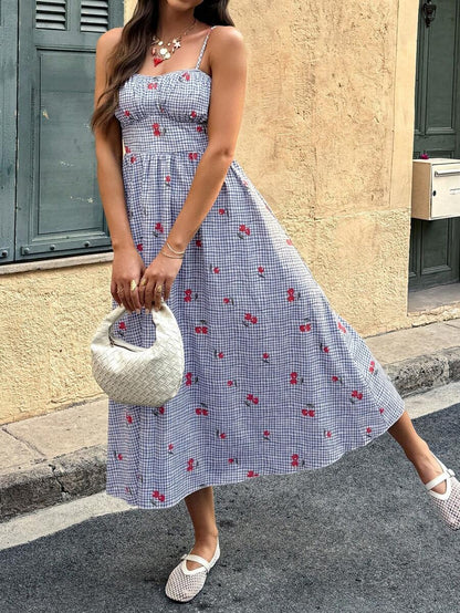 Cherry Gingham Midi Sundress