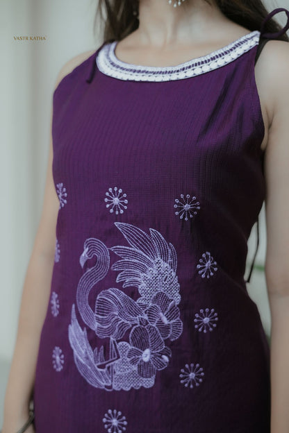 Royal Wine Embroidered Kurta Set