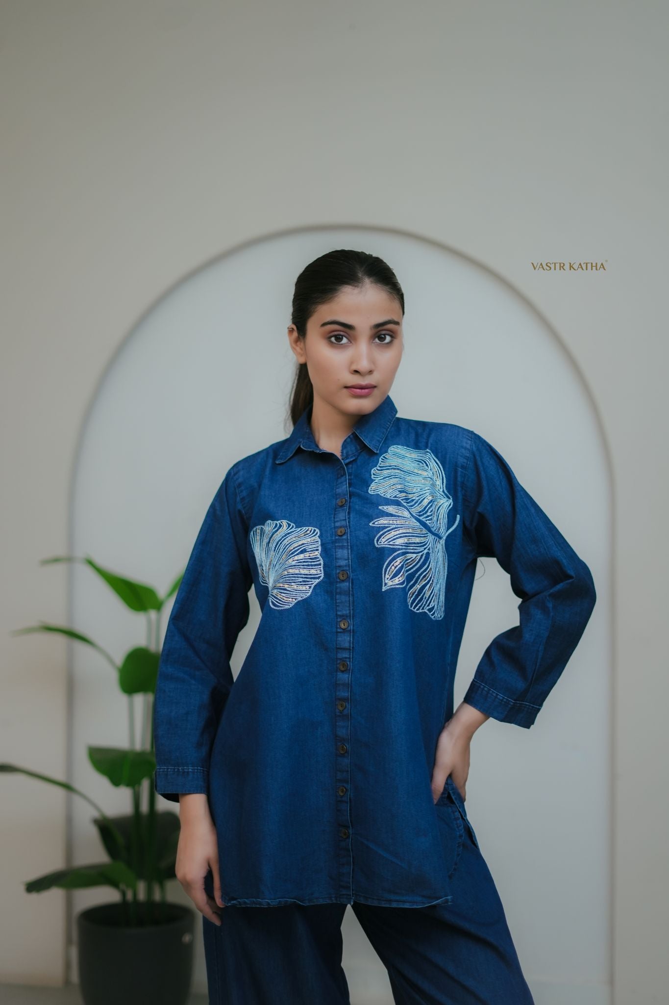 Embroidered Denim Co-ord Set