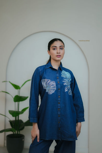 Embroidered Denim Co-ord Set