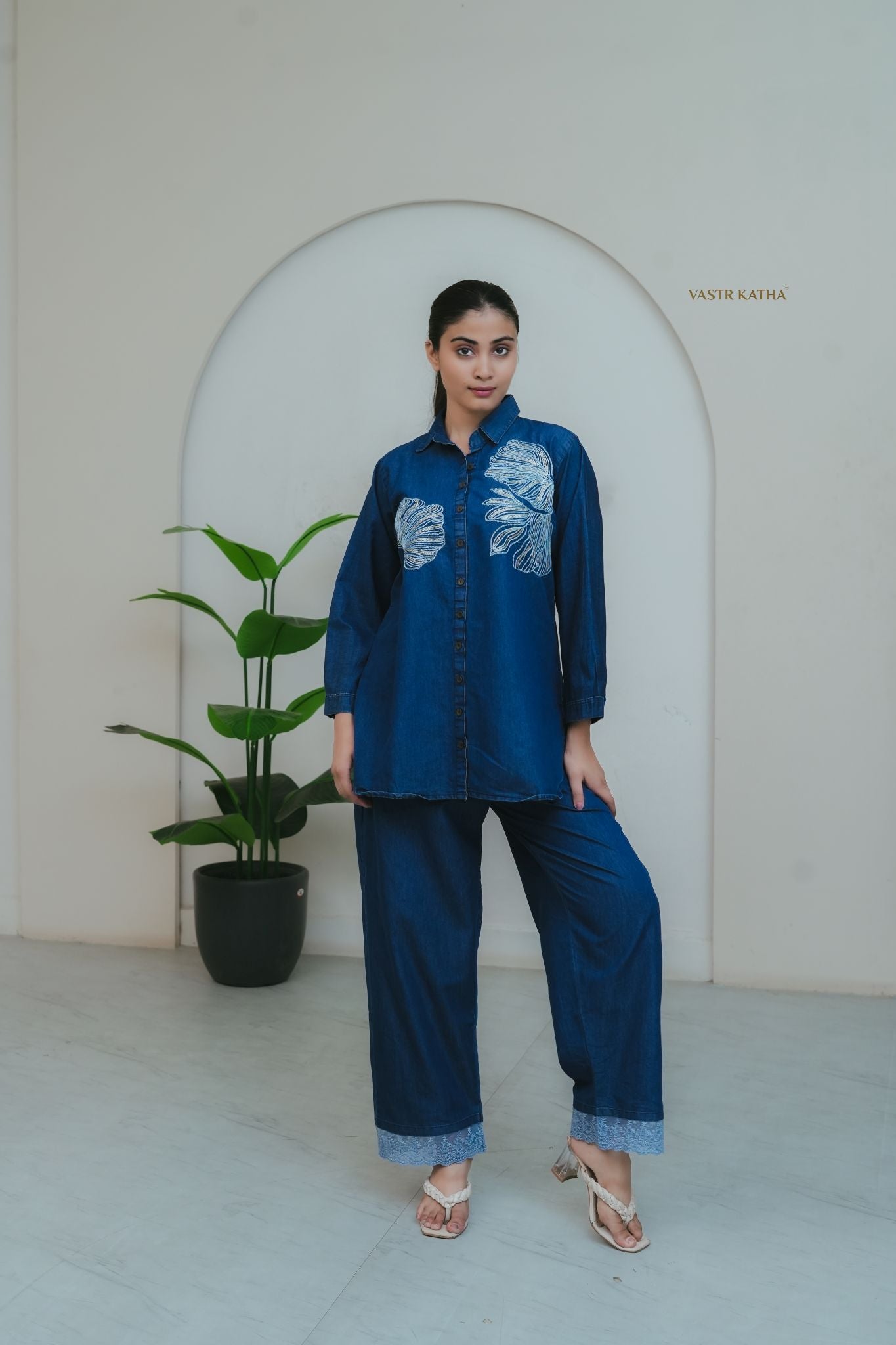Embroidered Denim Co-ord Set