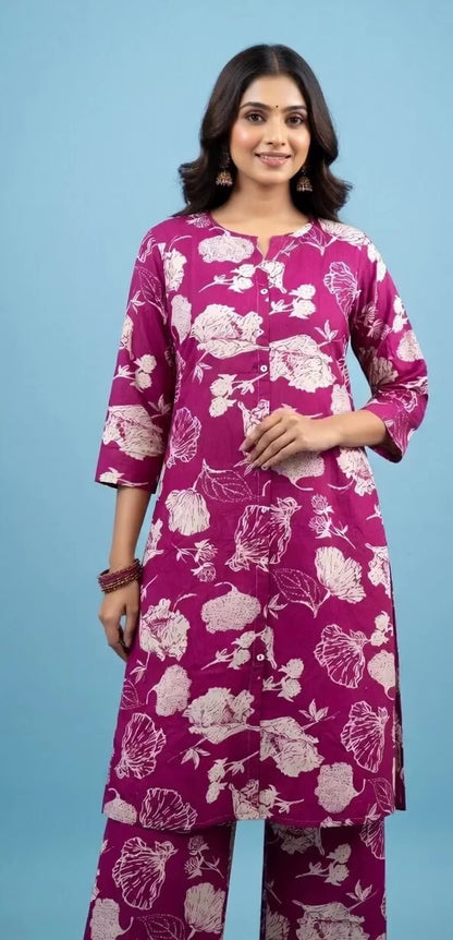 Berry Blush Button-Down Palazzo Co-ord Set